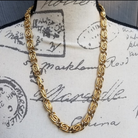 ERWIN PEARL DESIGNER VINTAGE GOLDTONED SNAIL CHAIN NECKLACE - Picture 1 of 4